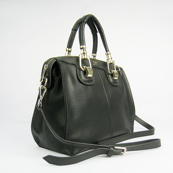 Best Hermes New Arrival Double-duty leather handbag Black 60669